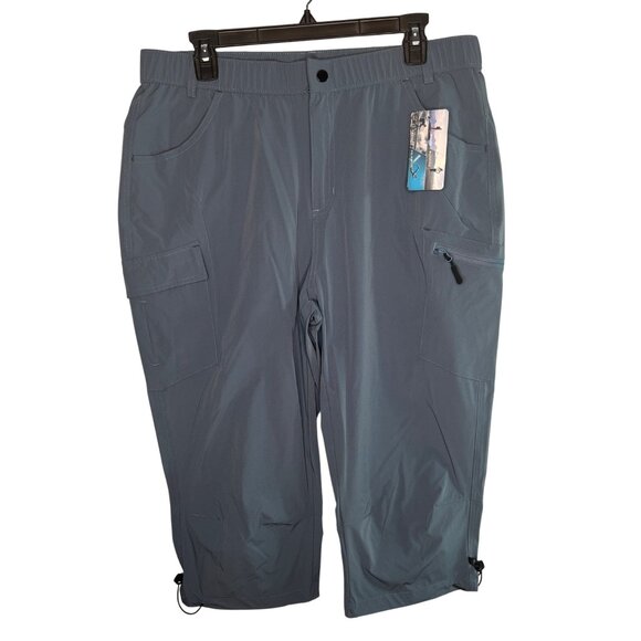 Flewolch Women's Lightweight Outdoor Cargo Pants Elastic Waist & Drawstring Blue - Picture 1 of 12